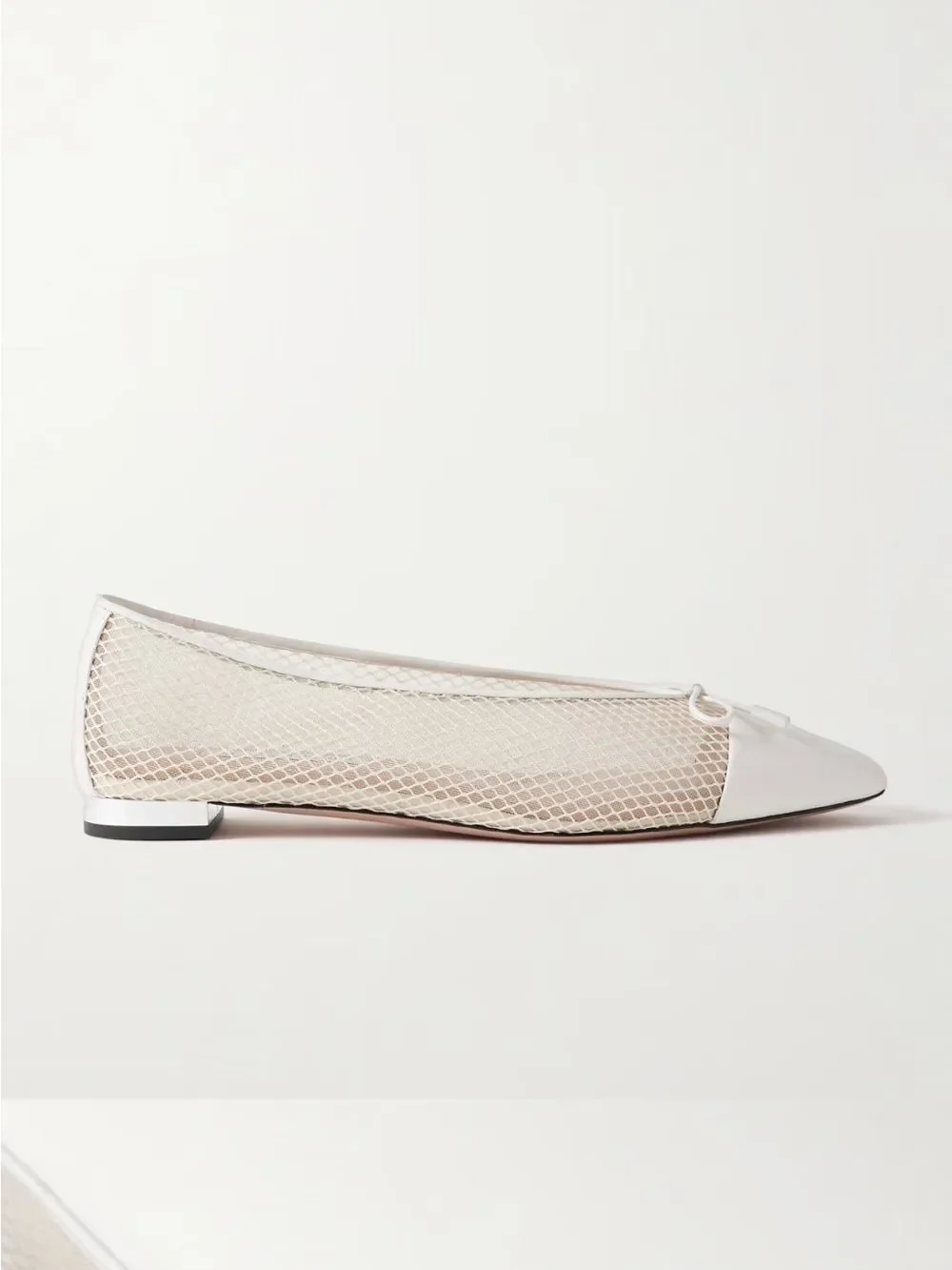 Aquazzura Gioia Mesh Net Cap-Toe Ballerina Flats